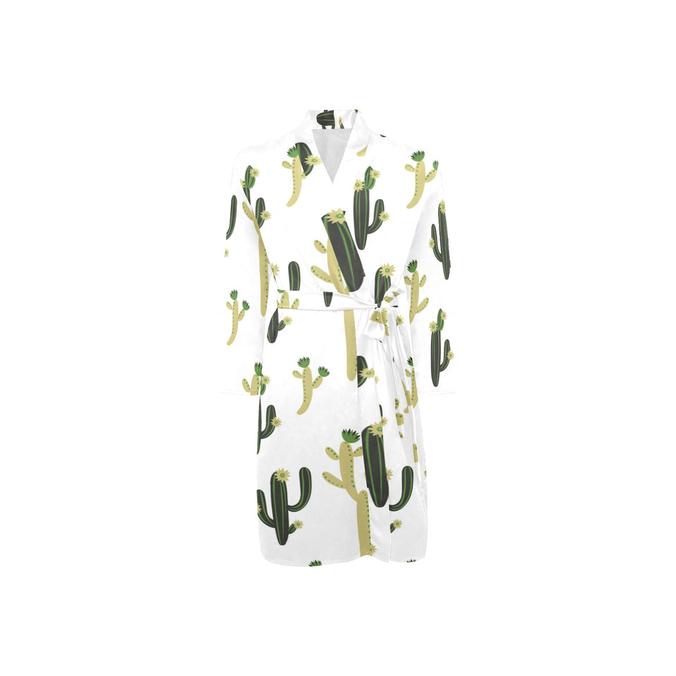 Cute cactus pattern Men's Long Sleeve Belted Night Robe