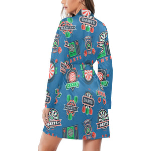 Darts Pattern Print Design 02 Women's Long Sleeve Belted Night Robe