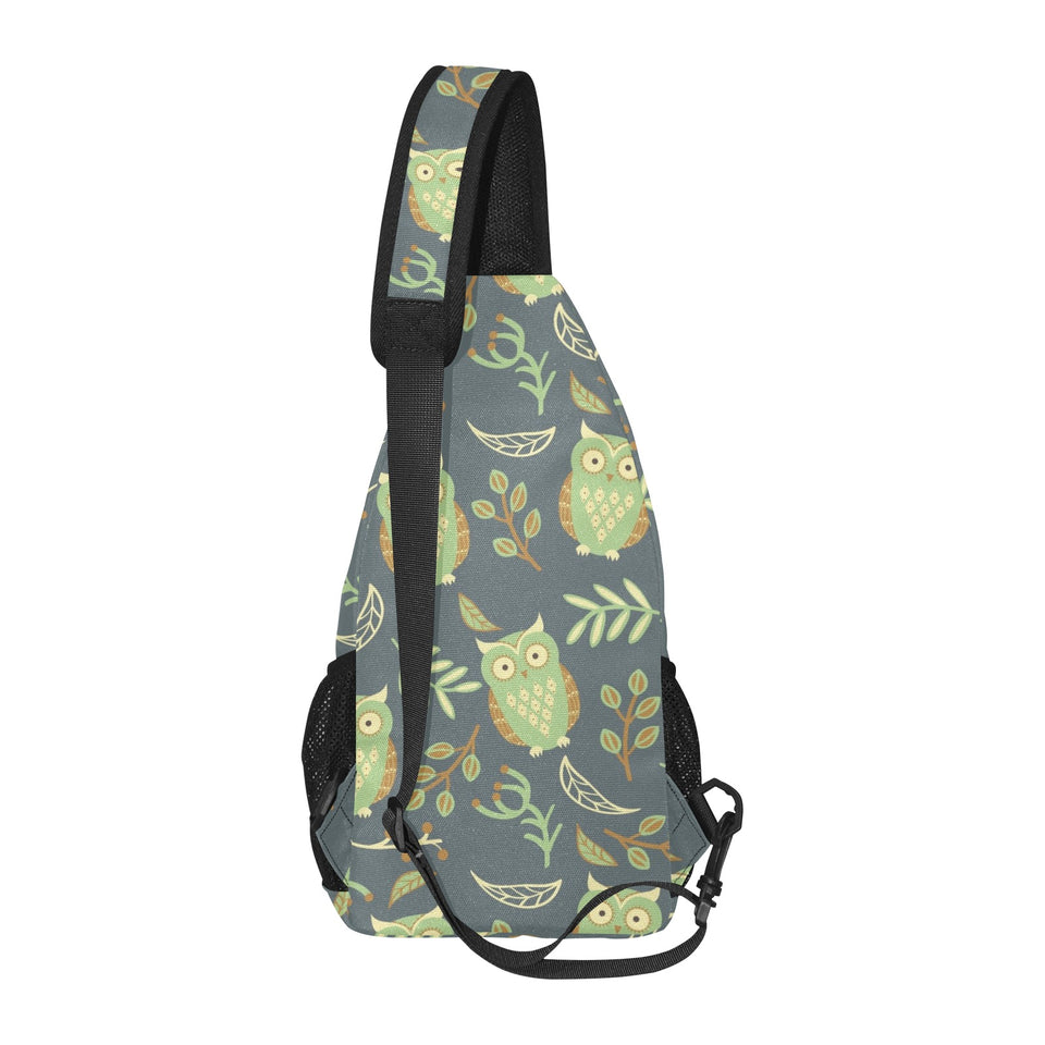 Cute owls leaves pattern All Over Print Chest Bag