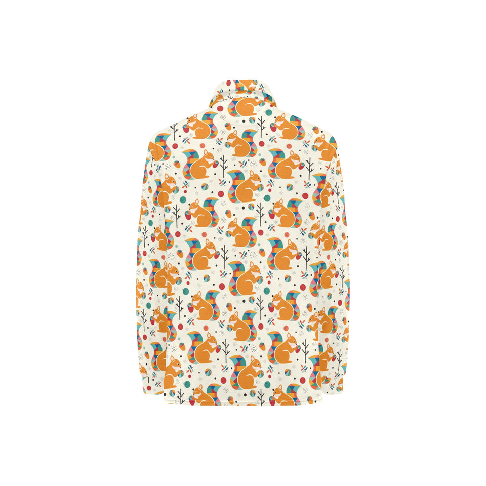 Squirrel Pattern Print Design 04 Women's Long Sleeve Polo Shirt