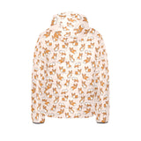 Cute Corgis Pattern pink background Kids' Boys' Girls' Padded Hooded Jacket