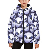 Alien Pattern Print Design 01 Kids' Boys' Girls' Padded Hooded Jacket