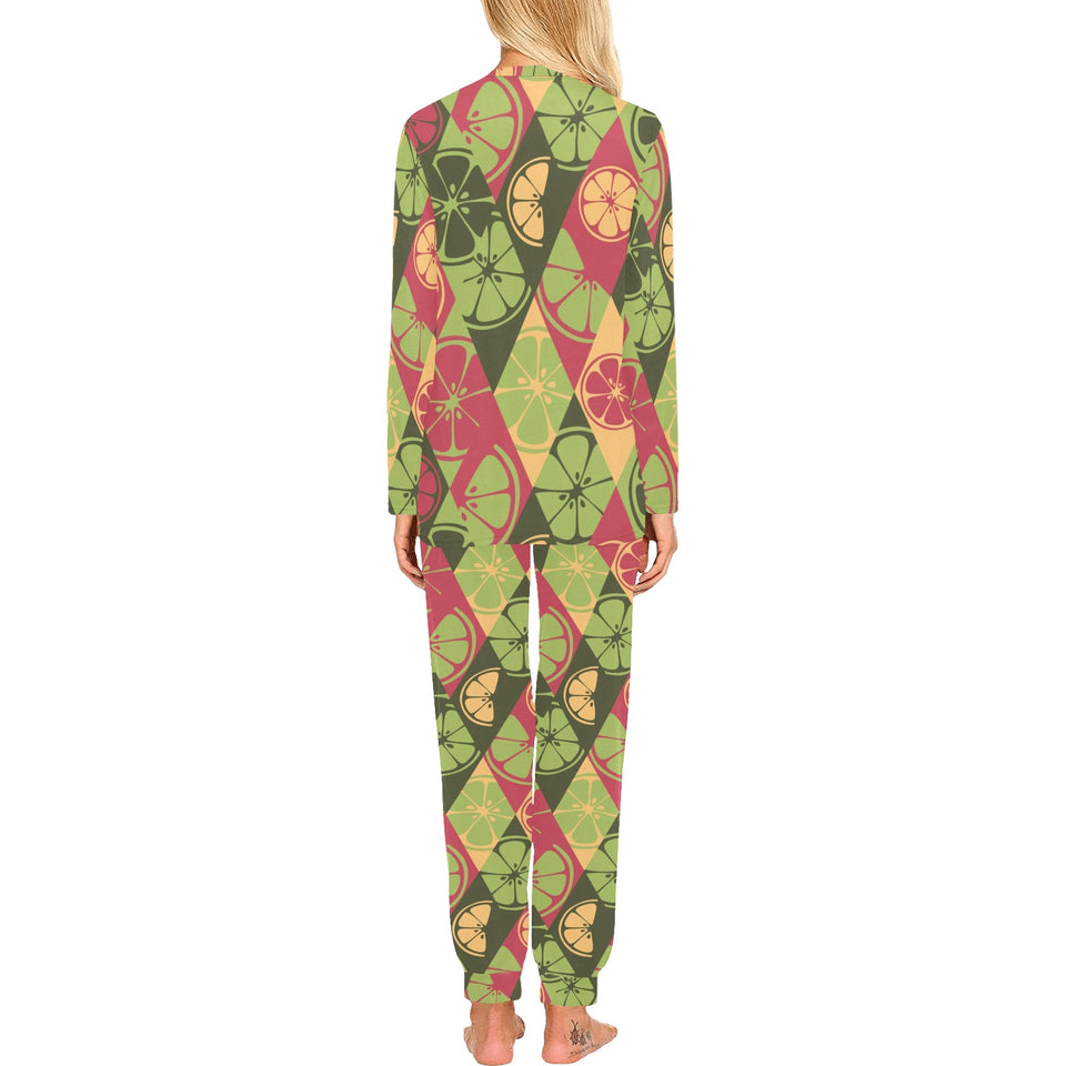 Cool Geometric lime pattern Women's All Over Print Pajama Set