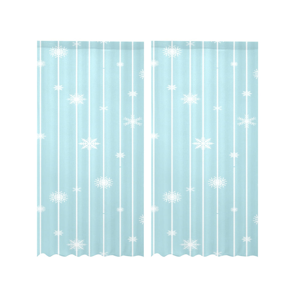 Snowflake pattern blue stripe background Gauze Curtain