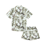 Monkey sloth lemur palm trees pattern Kids' Boys' Girls' V-Neck Short Pajama Set