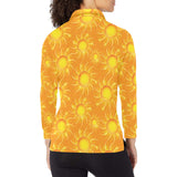 Sun orange background Women's Long Sleeve Polo Shirt