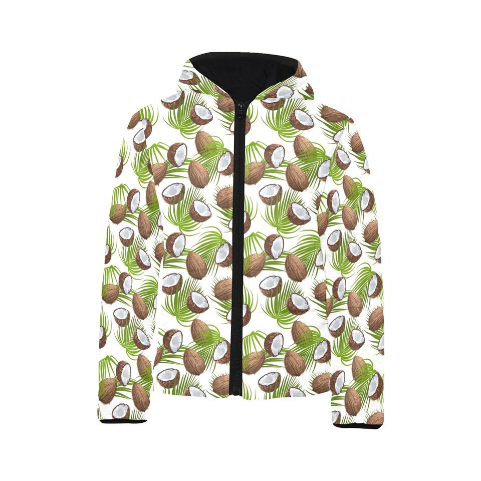 Coconut Pattern Print Design 04 Kids' Boys' Girls' Padded Hooded Jacket