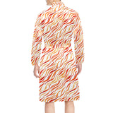 Fire flame watercolor pattern Men's Long Sleeve Belted Night Robe