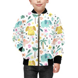 Cute elephants palm tree flower butterfly pattern Kids' Boys' Girls' Bomber Jacket