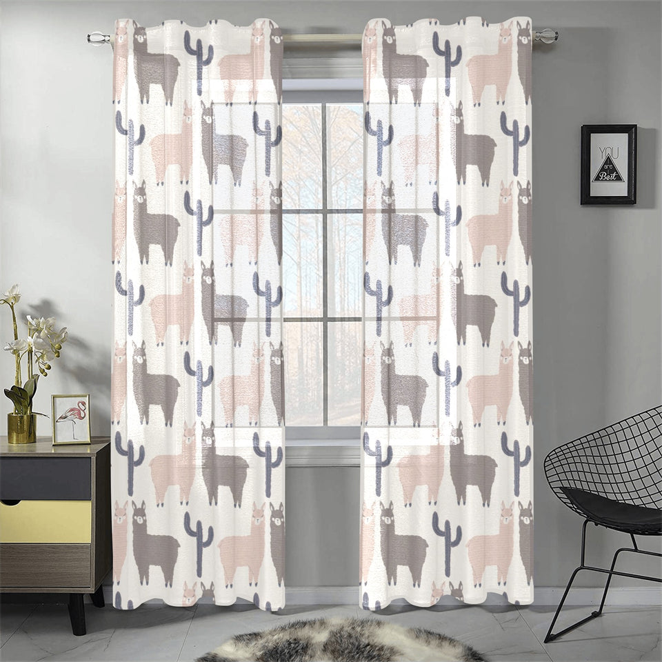 Llama Alpaca pattern Gauze Curtain