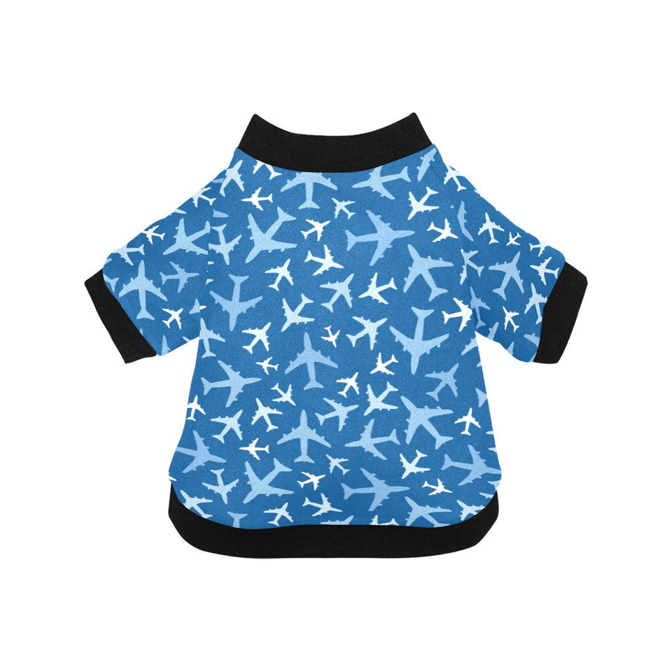 Airplane pattern in the sky All Over Print Pet Dog Round Neck Fuzzy Shirt