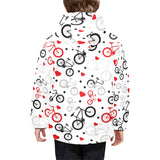 Bicycle Pattern Print Design 04 Kids' Boys' Girls' Padded Hooded Jacket