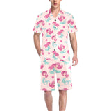 Cute little mermaid pattern Men's V-Neck Short Pajama Set