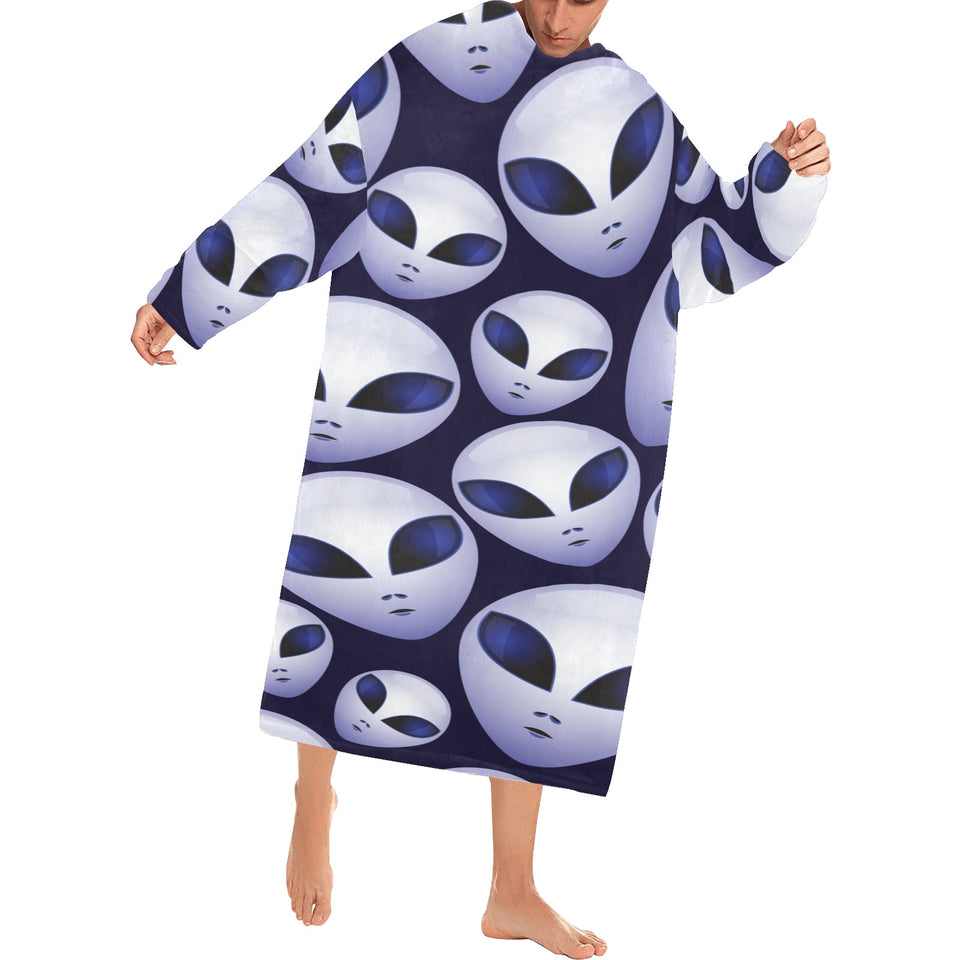 Alien Pattern Print Design 01 Blanket Robe with Sleeves