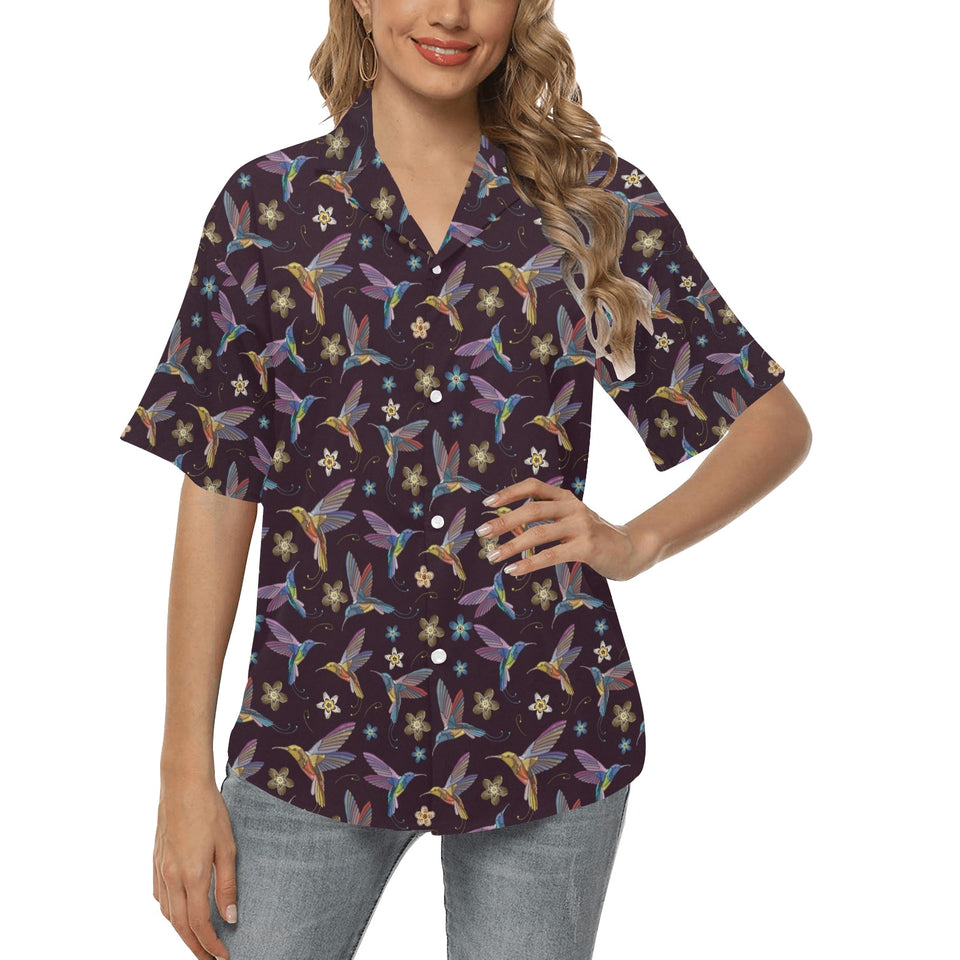 Hummingbird Pattern Print Design 04 Women's All Over Print Hawaiian Shirt