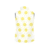 hand drawn sun pattern Women's Padded Vest