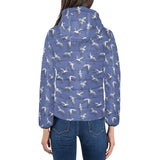 Seagull Pattern Print Design 03 Women's Padded Hooded Jacket