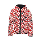 Casino Cards Suits Pattern Print Design 03 Kids' Boys' Girls' Padded Hooded Jacket