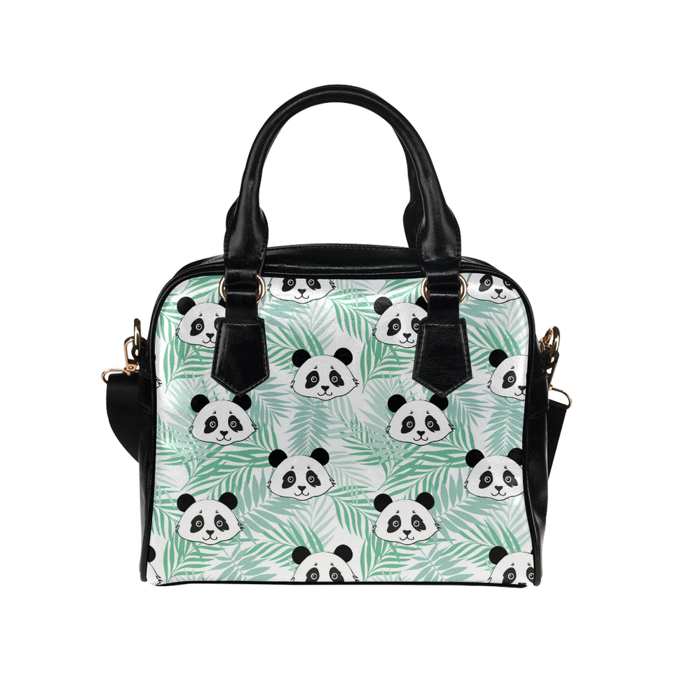 Panda pattern tropical leaves background Shoulder Handbag