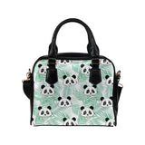 Panda pattern tropical leaves background Shoulder Handbag