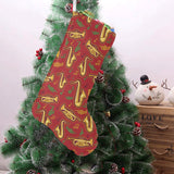 Saxophone cornet pattern red background Christmas Stocking