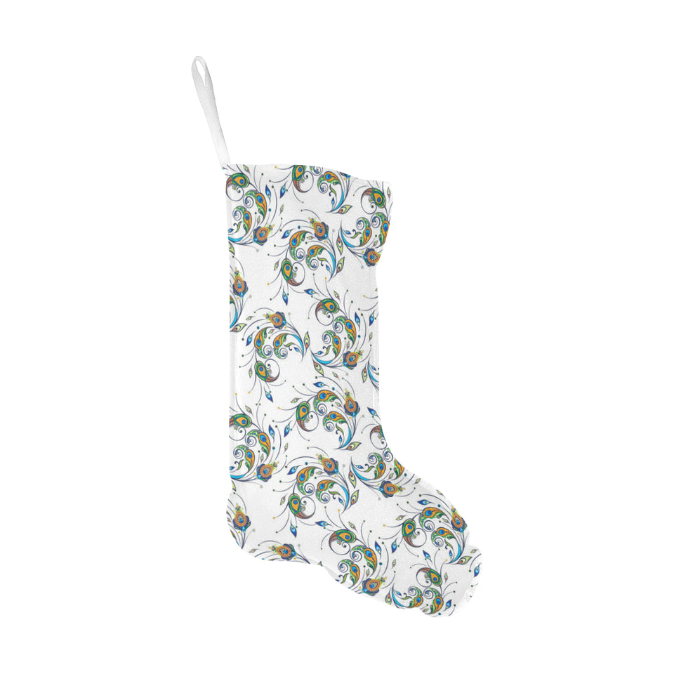 Peacock feather pattern Christmas Stocking