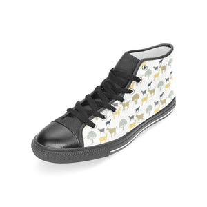 Silhouettes of goat and tree pattern Women's High Top Canvas Shoes Black