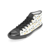 Silhouettes of goat and tree pattern Women's High Top Canvas Shoes Black