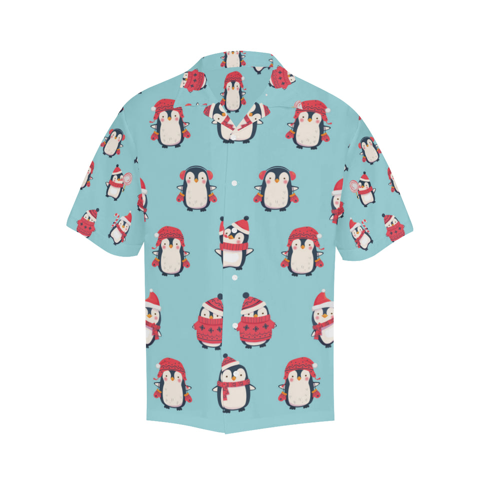 Cute penguin christmas  design pattern Men's All Over Print Hawaiian Shirt