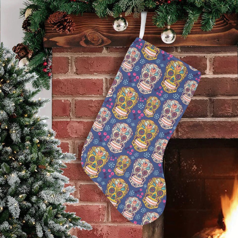 Sugar skull flower pattern Christmas Stocking