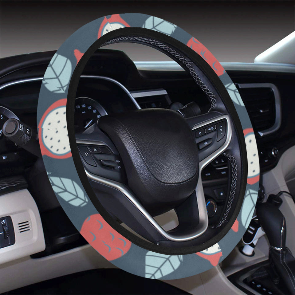 dragon fruits dark blue background Car Steering Wheel Cover