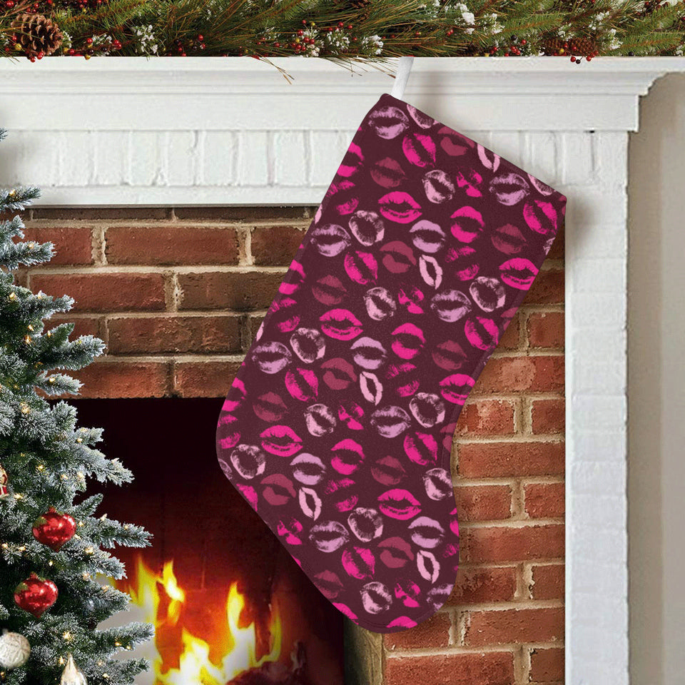 Lips Pattern Print Design 03 Christmas Stocking