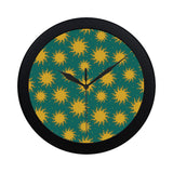 Sun green background Elegant Black Wall Clock