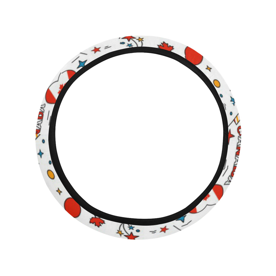 Canada Pattern Print Design 03 Car Steering Wheel Cover