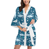 Cute shark pattern Women's Short Kimono Robe