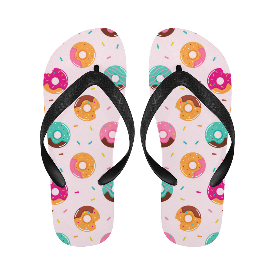 Donut pattern glaze pink background Unisex Flip Flops