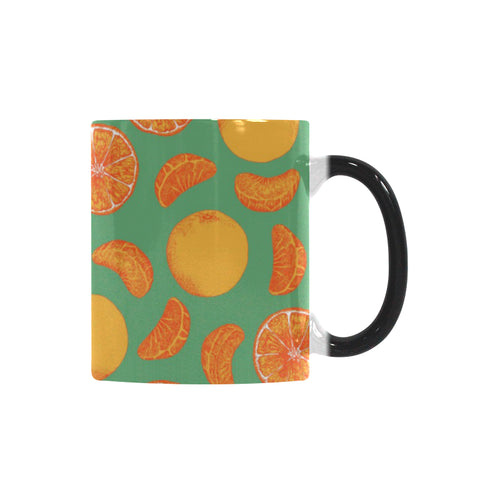 orange fruit pattern green background Morphing Mug Heat Changing Mug