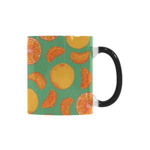 orange fruit pattern green background Morphing Mug Heat Changing Mug