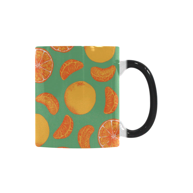 orange fruit pattern green background Morphing Mug Heat Changing Mug