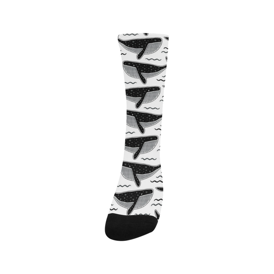 Black whale pattern Crew Socks