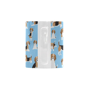 Beagle dog blue background pattern Classical White Mug (Fulfilled In US)