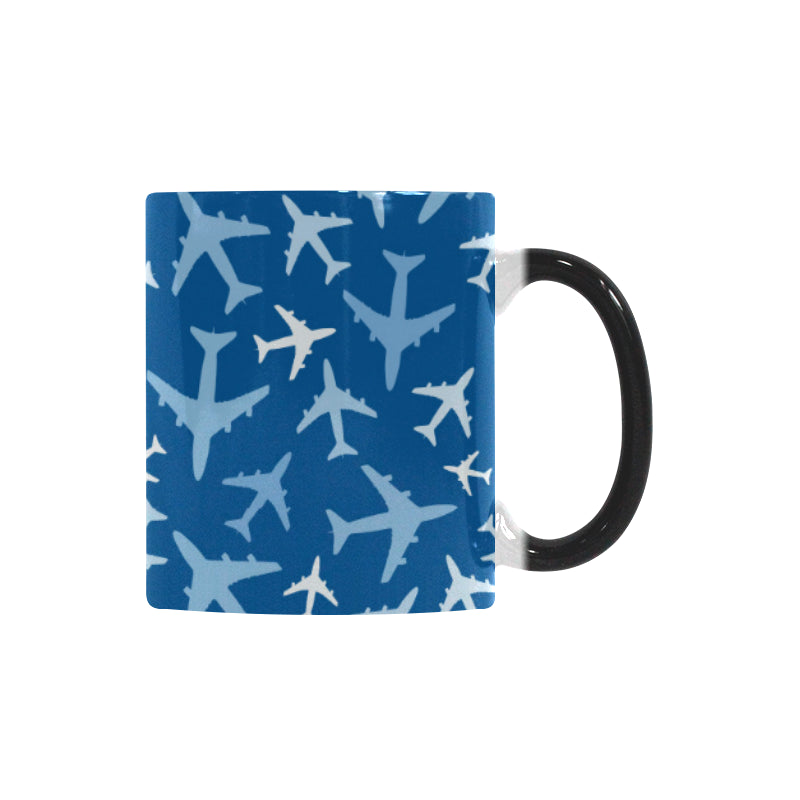 Airplane pattern in the sky Morphing Mug Heat Changing Mug