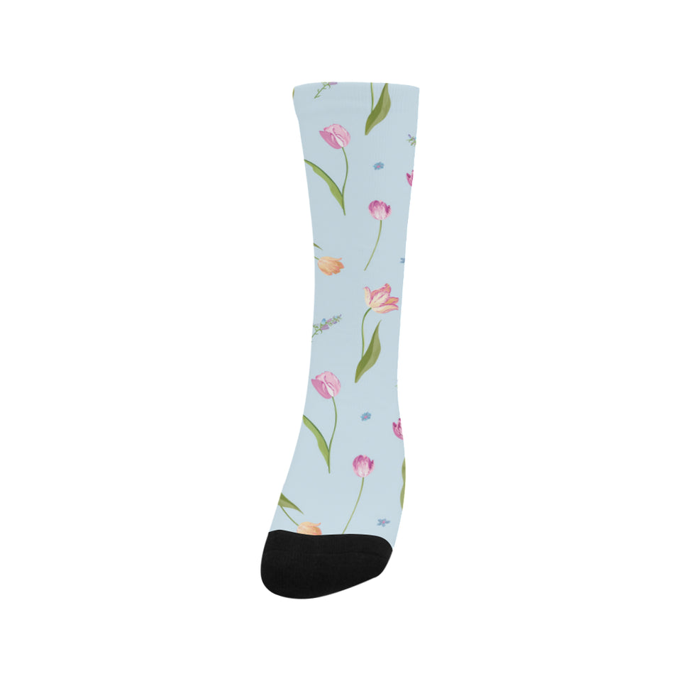 Watercolor Tulips pattern Crew Socks