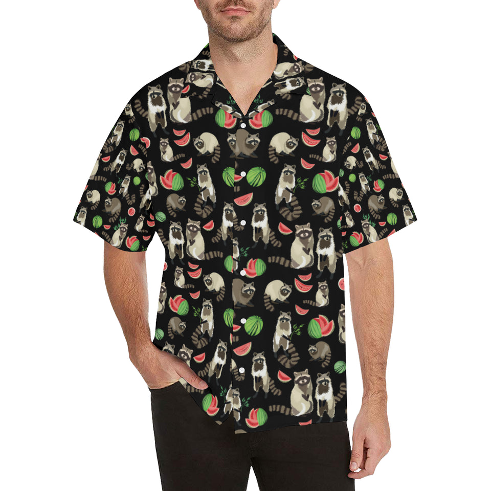 Raccoon watermelon pattern Men's All Over Print Hawaiian Shirt