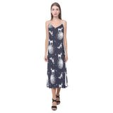 Chihuahua space helmet. astronaut pattern V-Neck Open Fork Long Dress