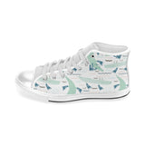 Crocodile diver pattern Men's High Top Canvas Shoes White