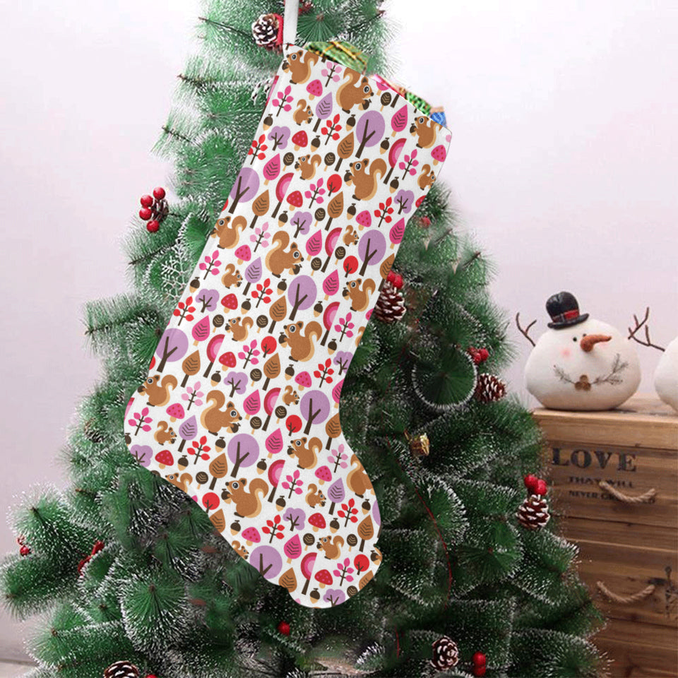Squirrel Pattern Print Design 02 Christmas Stocking