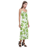 Hop design pattern V-Neck Open Fork Long Dress