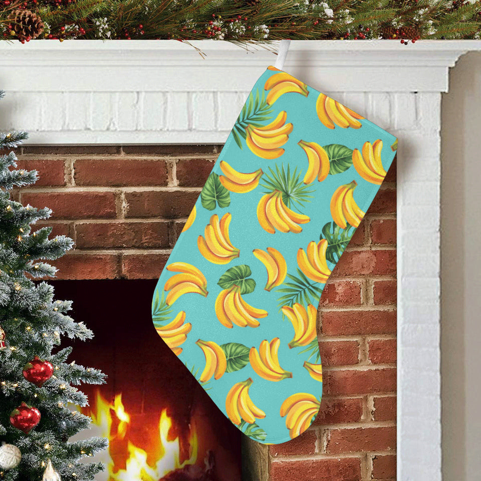 Banana Palm Leaves pattern background Christmas Stocking