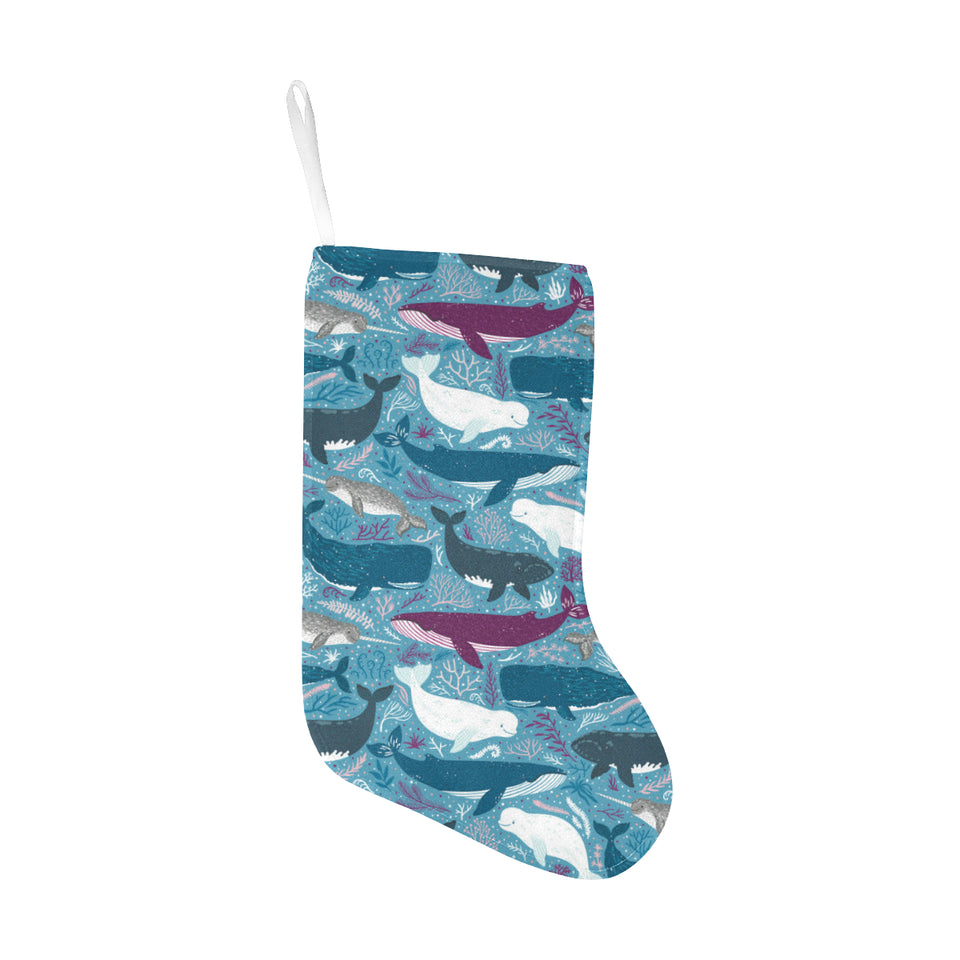 Whale design pattern Christmas Stocking